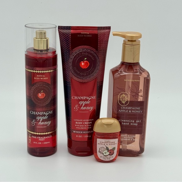 Bath and Body Works Champagne Apple & Honey Body Spray Lotion Soap Gift Set NWT